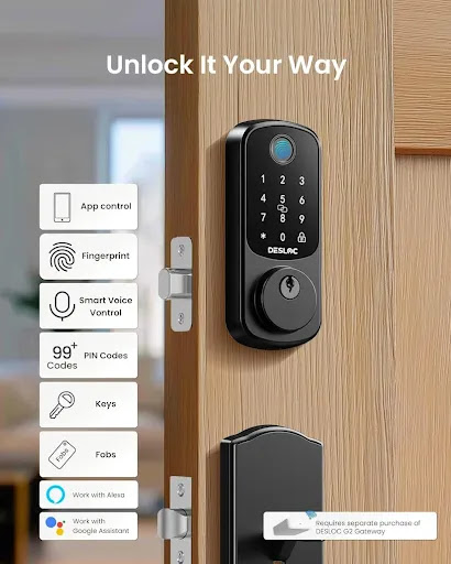 Smart lock installed by Huskies Homefix — unlock by app, fingerprint or PIN